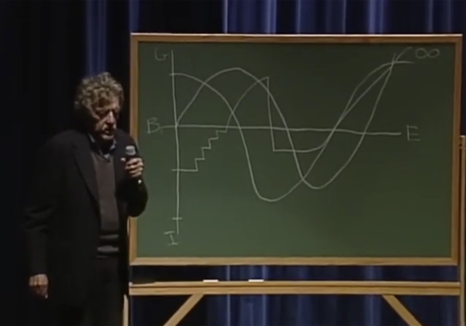Kurt Vonnegut at the chalkboard, 2004